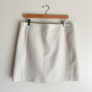 Loft Cream + Lime Green Polka Dot Lined Mini Skirt - 14
